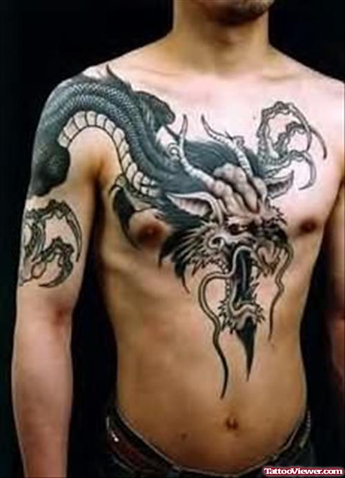 Chinese Dragon Tattoo On Chest