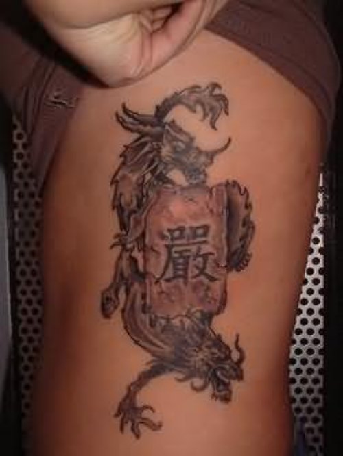 Trendy Chinese Tattoo On Rib