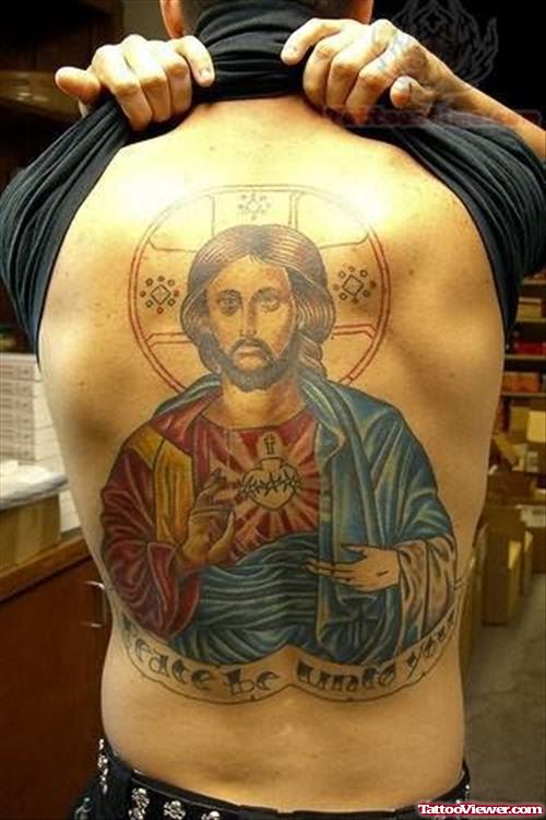 Grand Jesus Tattoo On Back