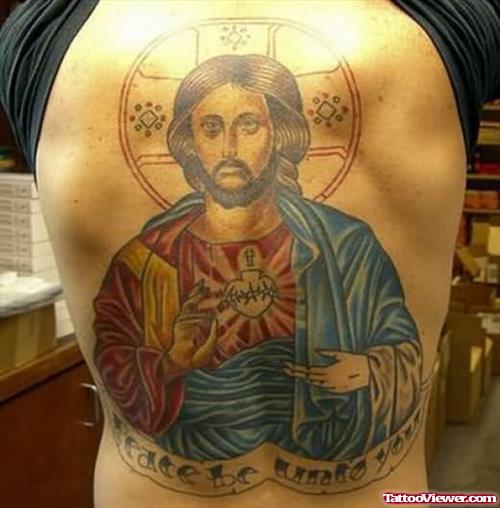 Jesus Large Tattoo On Back