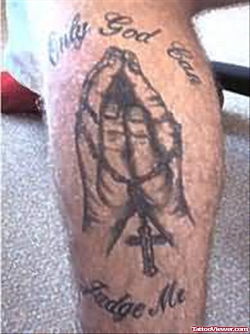 Jesus God Tattoo On Leg