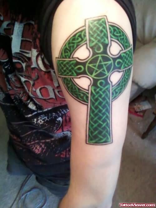 Cross Sleeve Tattoo For Men