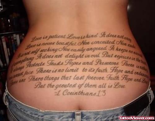 Religious Verse Tattoo Lower Back