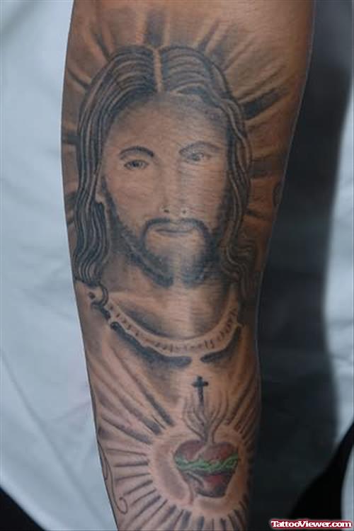 Jesus Picture Tattoo On Arm