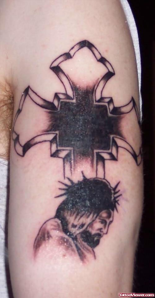 Jesus Christ And Cross Tattoo