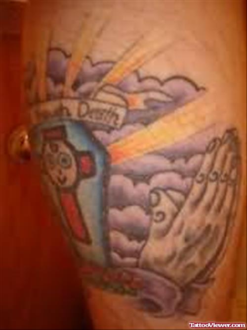 Colourfull Tattoo Of Praying Hands