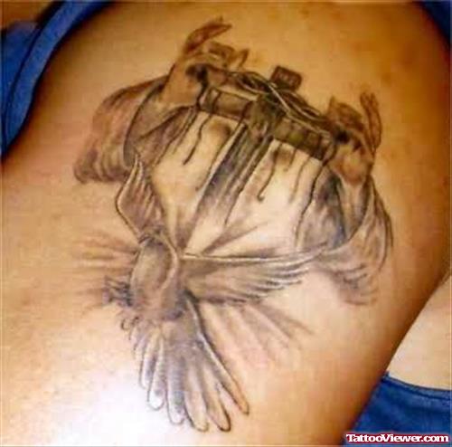 Angel Hands And Cross Tattoo