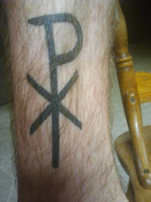 Christian Tattoo On Leg For Men