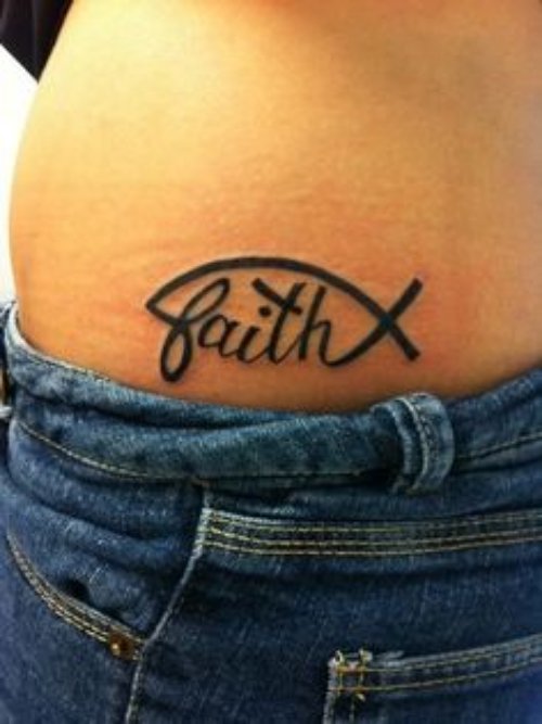 Faith Jesus Fish Christian Tattoo On Side