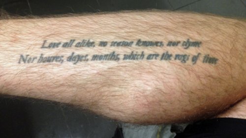 Christian Phrase Tattoo On Leg