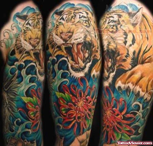Chrysanthemum And Tiger Tattoos