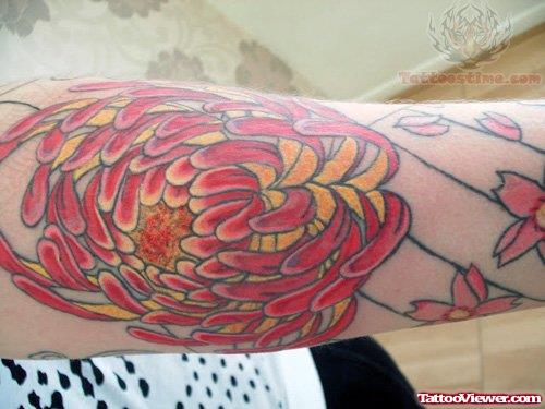 Chrysanthemum Colored Tattoo