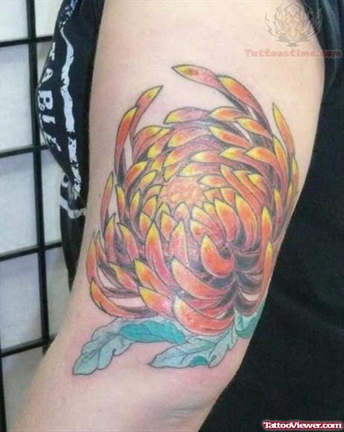 Chrysanthemum Tattoo On Elbow
