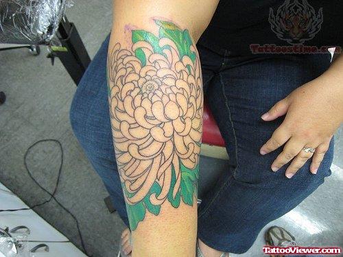 Large Chrysanthemum Tattoo On Arm