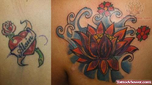 Chrysanthemum Heart And Flower Tattoo