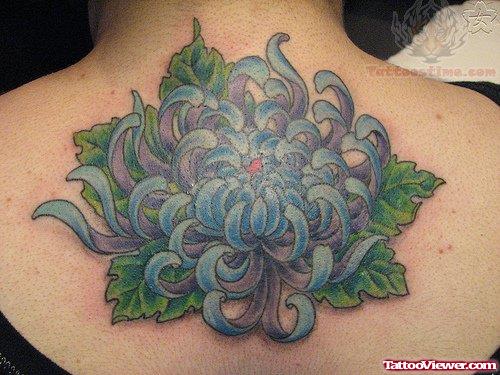 Chrysanthemum Tattoo On Upper Back