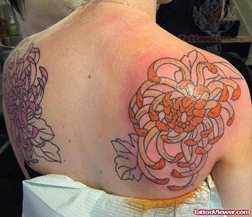 Chrysanthemum Tattoo On Back Body
