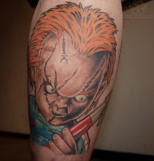 Angry Chucky Head Tattoo