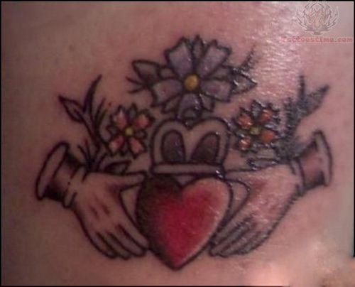 Claddagh And Flowers Tattoo