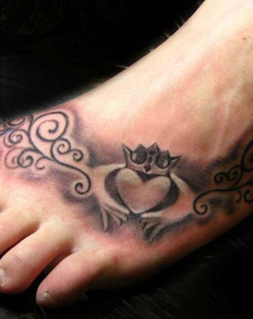Claddagh Tattoo On Left Foot