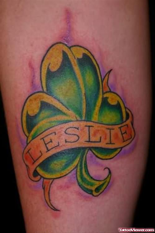 Leslie Tattoo On Leg