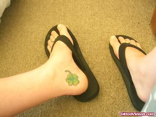 Leaf Clover Tattoos On Feet