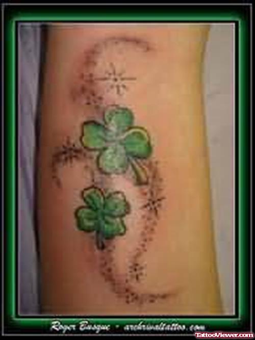 Green Clover Tattoo On Arm