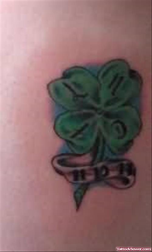 Four Leaf Green Clover Tattoo