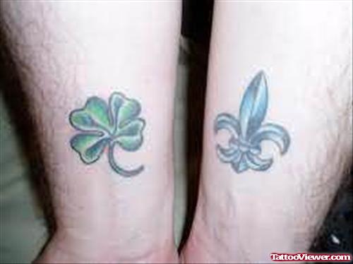 Celtic And Clover Tattoo On Wrists
