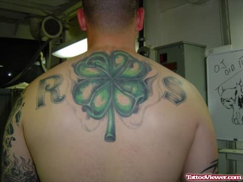 Big Four Leaf Clover Tattoo On Back