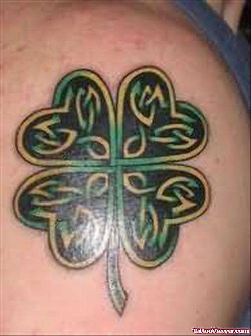 Green And Black Clover Tattoo