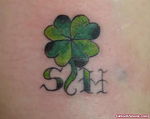 Four Leaf Clover Tattoo With Initials