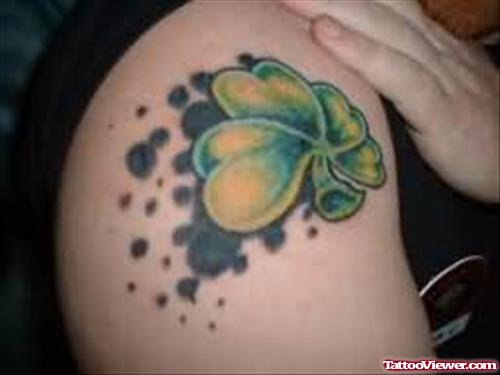 Four Leaf Clover Tattoo On Shoulder