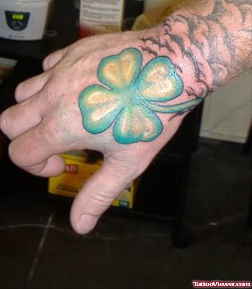 Four Leaf Clover Tattoo On Hand