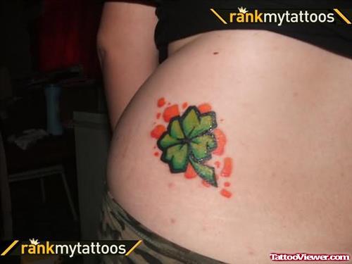 Coloured Clover Tattoo On Waist
