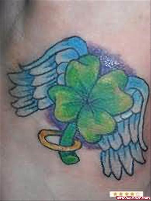 Angel Wings Clover Tattoo