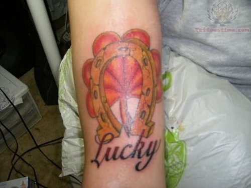 Lucky Horseshoe And Clover Tattoo