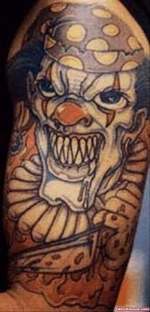 Killer Clown Tattoo On Shoulder