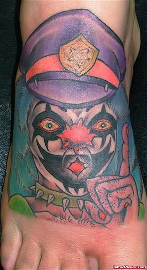 Clown Tattoo On Foot