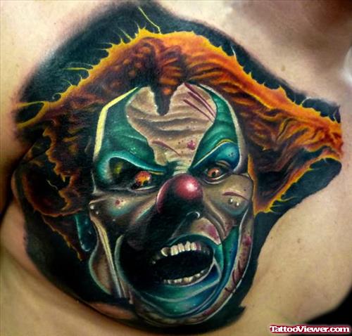 Clown Colourfull Tattoo On Chest