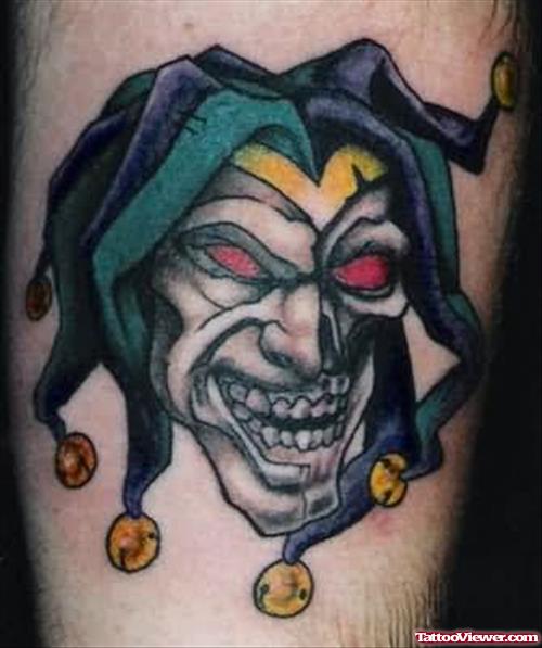 Skull Clown Tattoo  On Leg