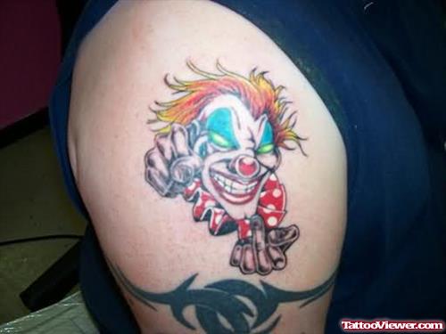 Fuuny Clown Tattoo On Bicep