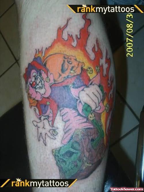 Flaming Clown Tattoo On Arm