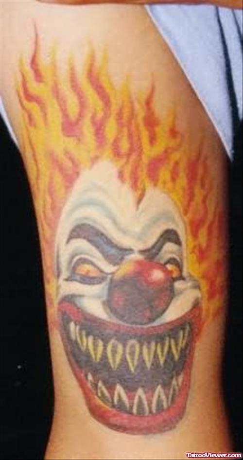 Fire Clown Tattoo On arm