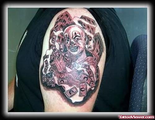 Amazing New Style Clown Tattoo On Shoulder
