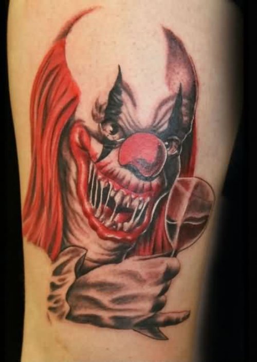 Zombie Clown Tattoo Design Idea