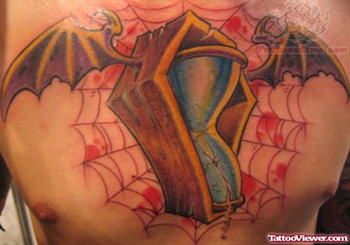 Bat Wings Coffin Tattoo