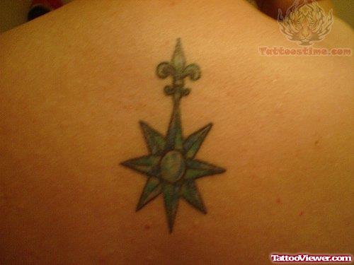 Upper Back Compass Tattoo For Men