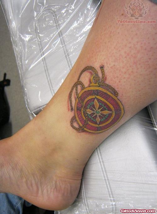 Color Compass Tattoo On Ankle