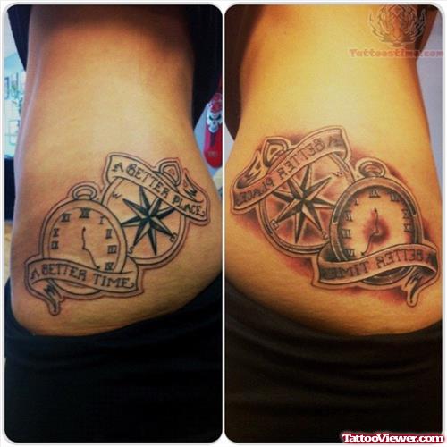 Watch And Compass Tattoo